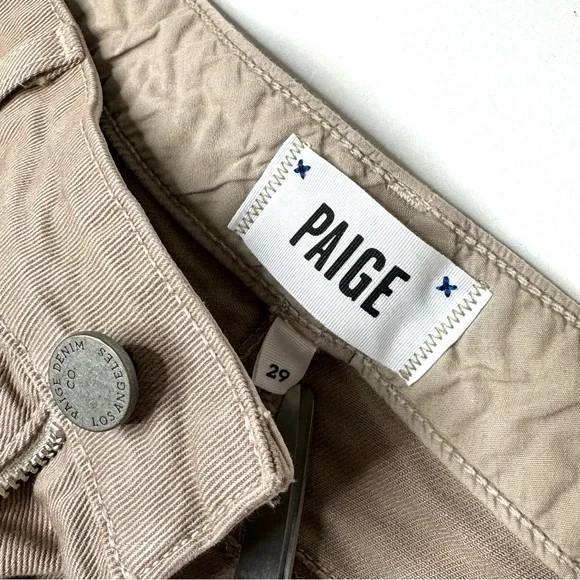 PAIGE Raw Hem Frayed Mid Rise Cutoff Shorts in Armadillo Tan Khaki Size 29 - Picture 2 of 9